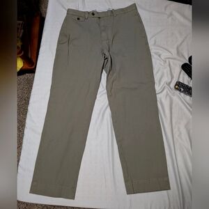 Like New Brooks Brothers Men's Supima Cotton Chino Pants, Khaki Green, W34 x L30